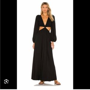 Indah REVOLVE JULIE black long sleeve sexy maxi dress small